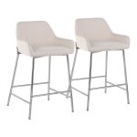 Daniella Cream Fabric Chrome Contemporary Counter Stool (Set of 2) 14 Daniella Cream Fabric Chrome Contemporary Counter Stool (Set of 2)