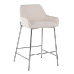 Daniella Cream Fabric Chrome Contemporary Counter Stool (Set of 2) 15 Daniella Cream Fabric Chrome Contemporary Counter Stool (Set of 2)