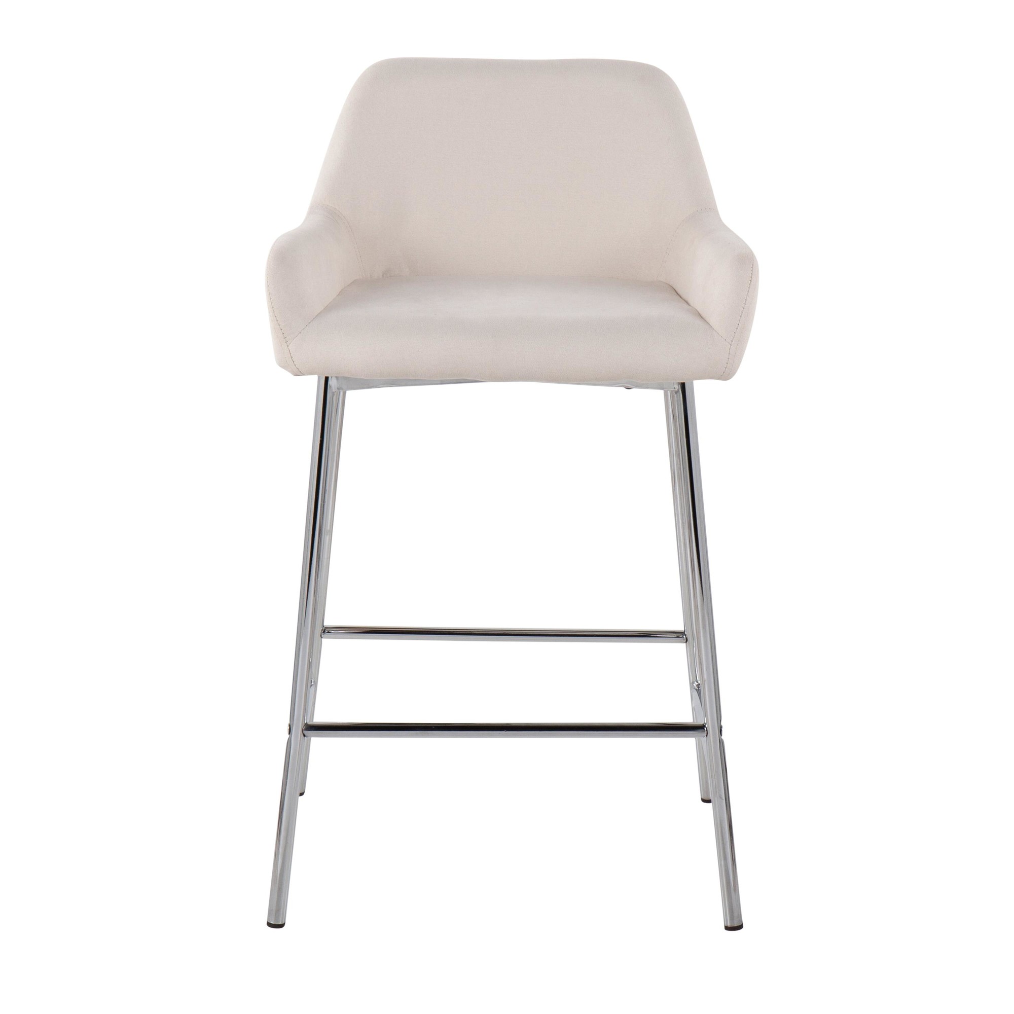 Daniella Cream Fabric Chrome Contemporary Counter Stool (Set of 2) 8 Daniella Cream Fabric Chrome Contemporary Counter Stool (Set of 2) - Image 8