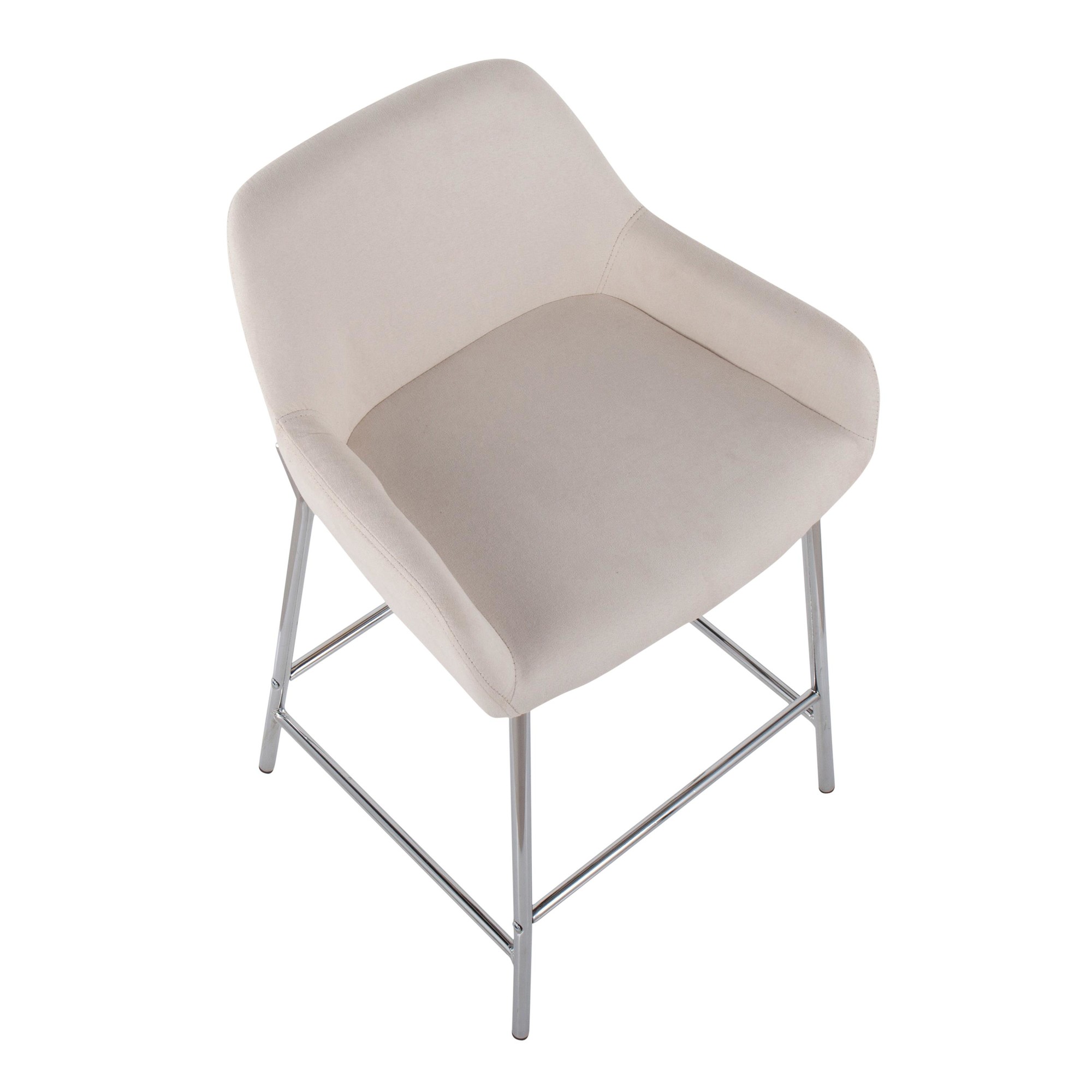Daniella Cream Fabric Chrome Contemporary Counter Stool (Set of 2) 9 Daniella Cream Fabric Chrome Contemporary Counter Stool (Set of 2) - Image 9