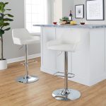 Daniella Cream Fabric Chrome Contemporary Swivel Barstool (Set of 2)