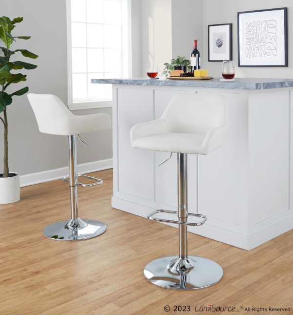 Daniella Cream Fabric Chrome Contemporary Swivel Barstool Set of 2 3