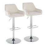 Daniella Cream Fabric Chrome Contemporary Swivel Barstool (Set of 2)
