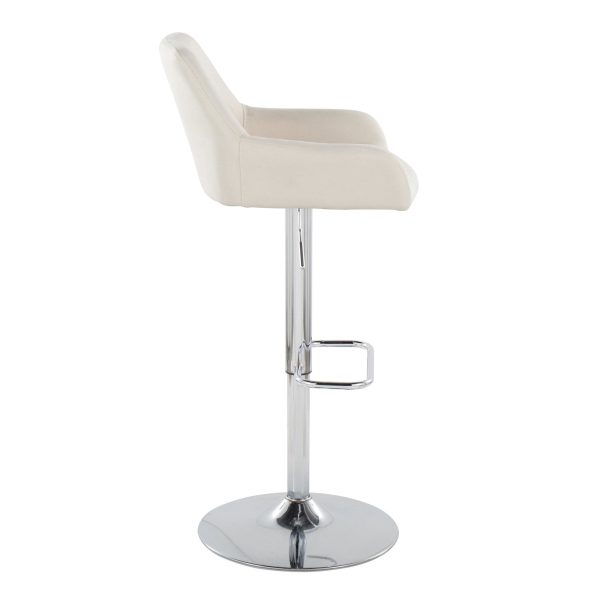 Daniella Cream Fabric Chrome Contemporary Swivel Barstool Set of 2 6