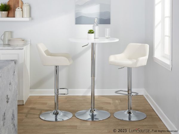 Daniella Cream Fabric Chrome Contemporary Swivel Barstool Set of 2