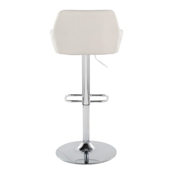 Daniella Cream Fabric Chrome Contemporary Swivel Barstool Set of 2 8