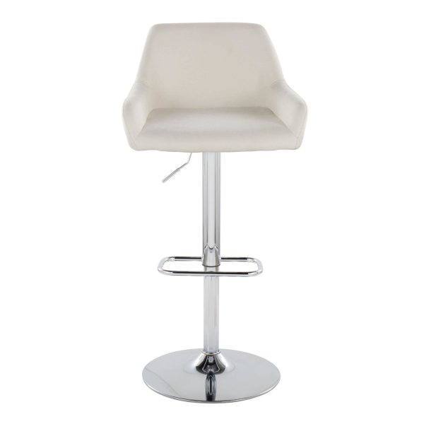 Daniella Cream Fabric Chrome Contemporary Swivel Barstool Set of 2 9