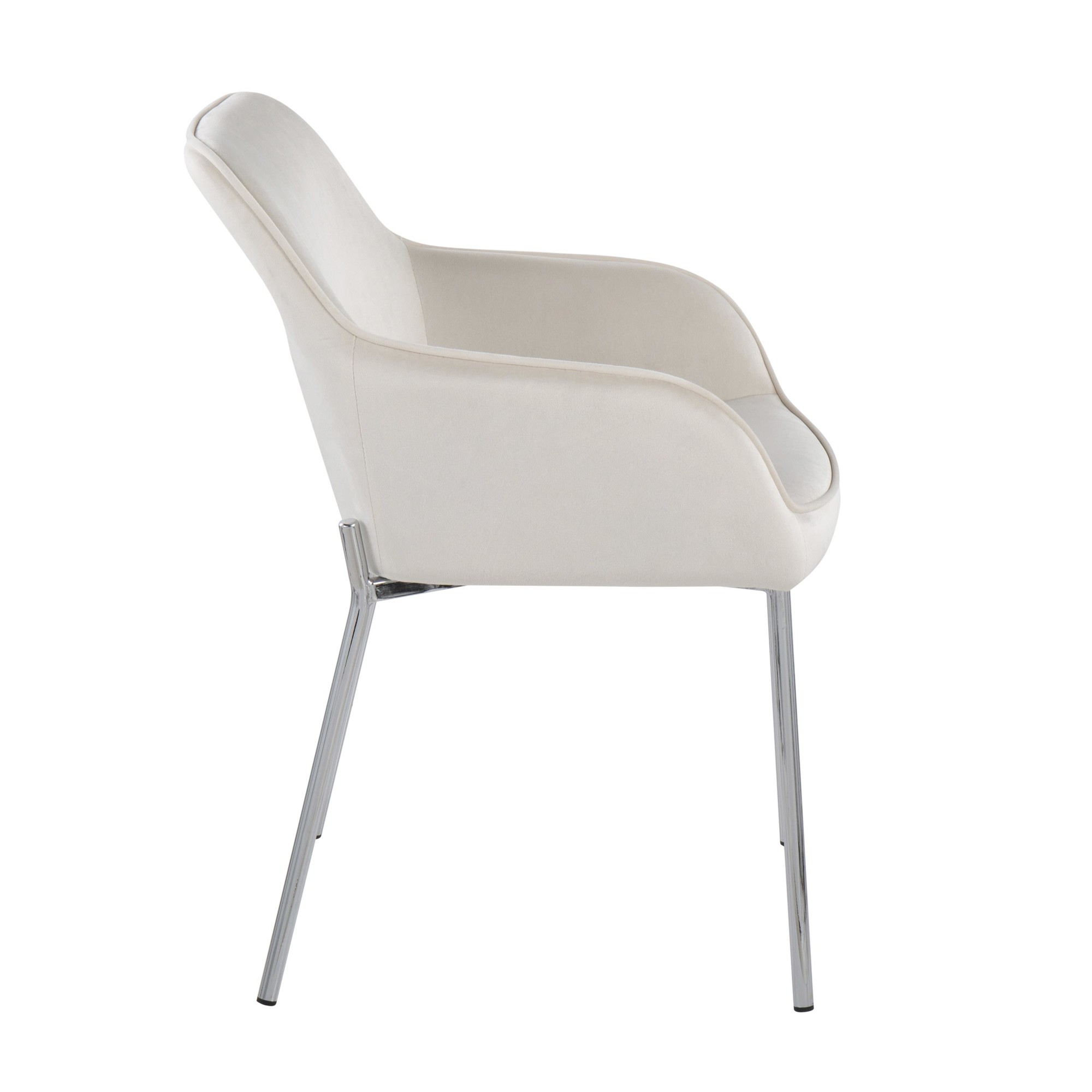 Daniella Cream Velvet Chrome Contemporary Dining Chairs (Set of 2) 4 Daniella Cream Velvet Chrome Contemporary Dining Chairs (Set of 2) - Image 4