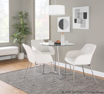 Daniella Cream Velvet Chrome Contemporary Dining Chairs (Set of 2)