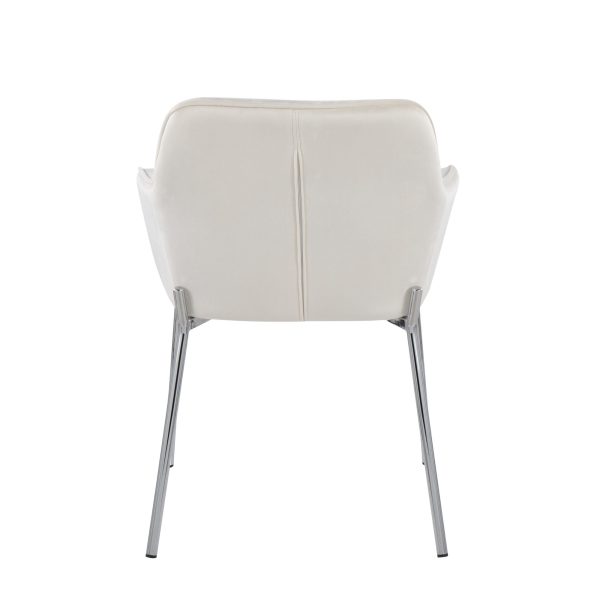 Daniella Cream Velvet Chrome Contemporary Dining Chairs Set of 2 5