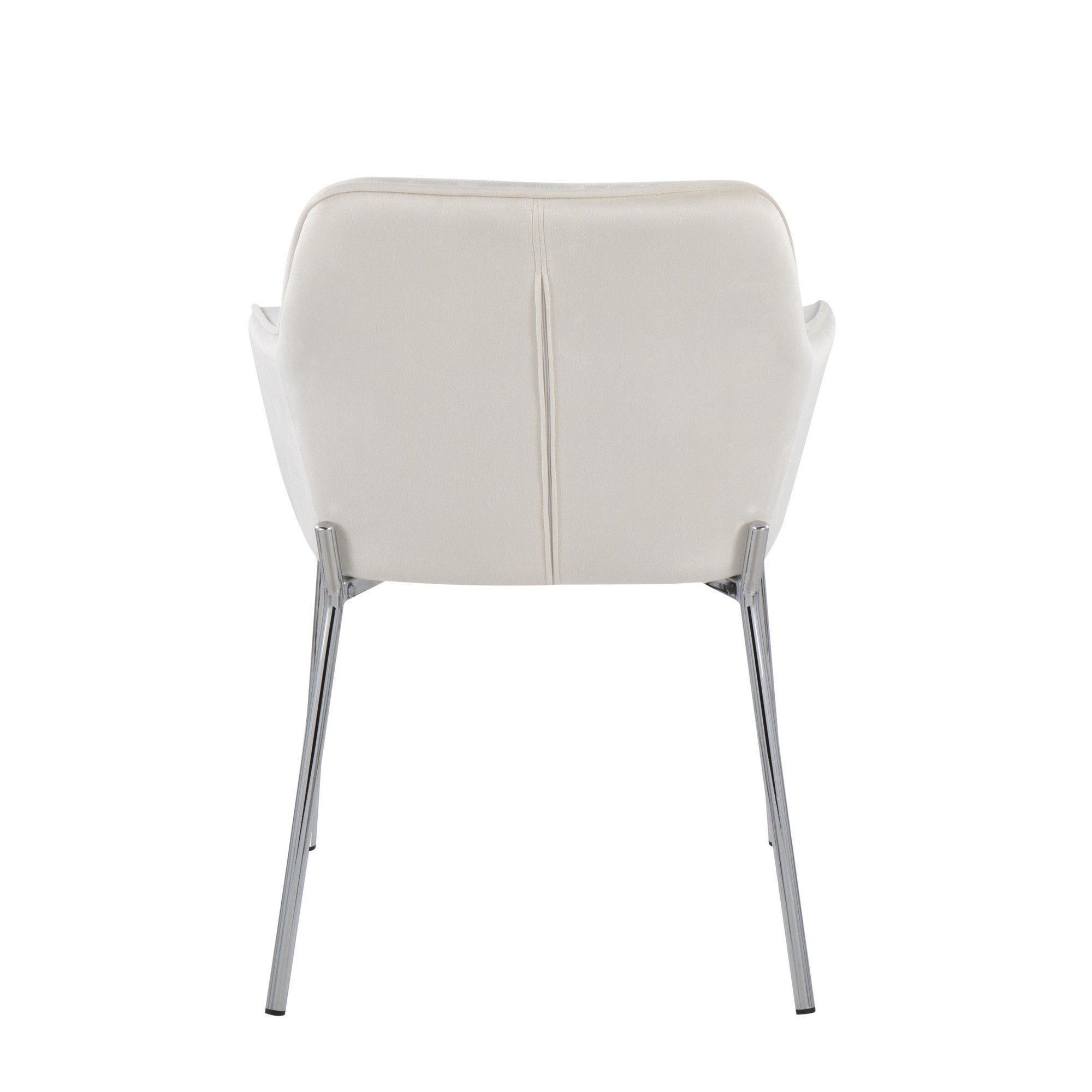 Daniella Cream Velvet Chrome Contemporary Dining Chairs (Set of 2) 6 Daniella Cream Velvet Chrome Contemporary Dining Chairs (Set of 2) - Image 6