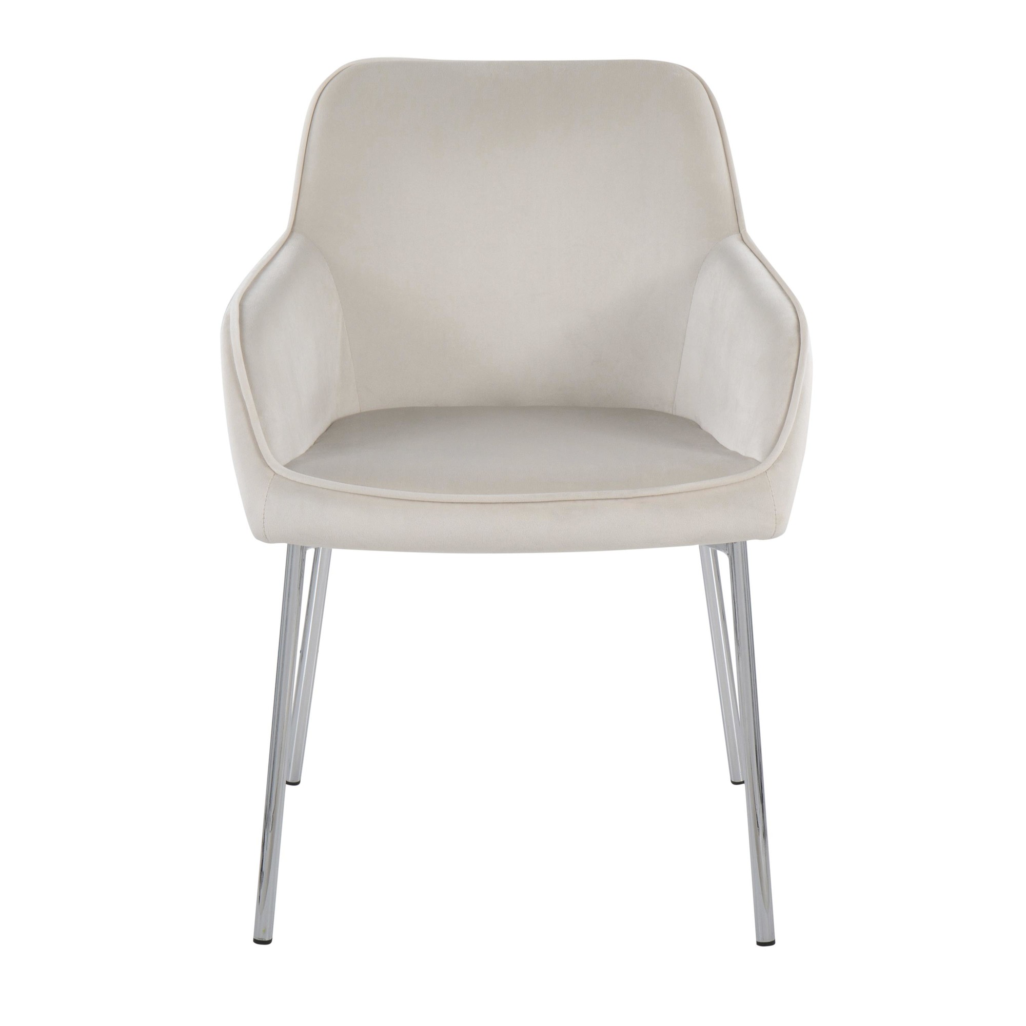 Daniella Cream Velvet Chrome Contemporary Dining Chairs (Set of 2) 7 Daniella Cream Velvet Chrome Contemporary Dining Chairs (Set of 2) - Image 7