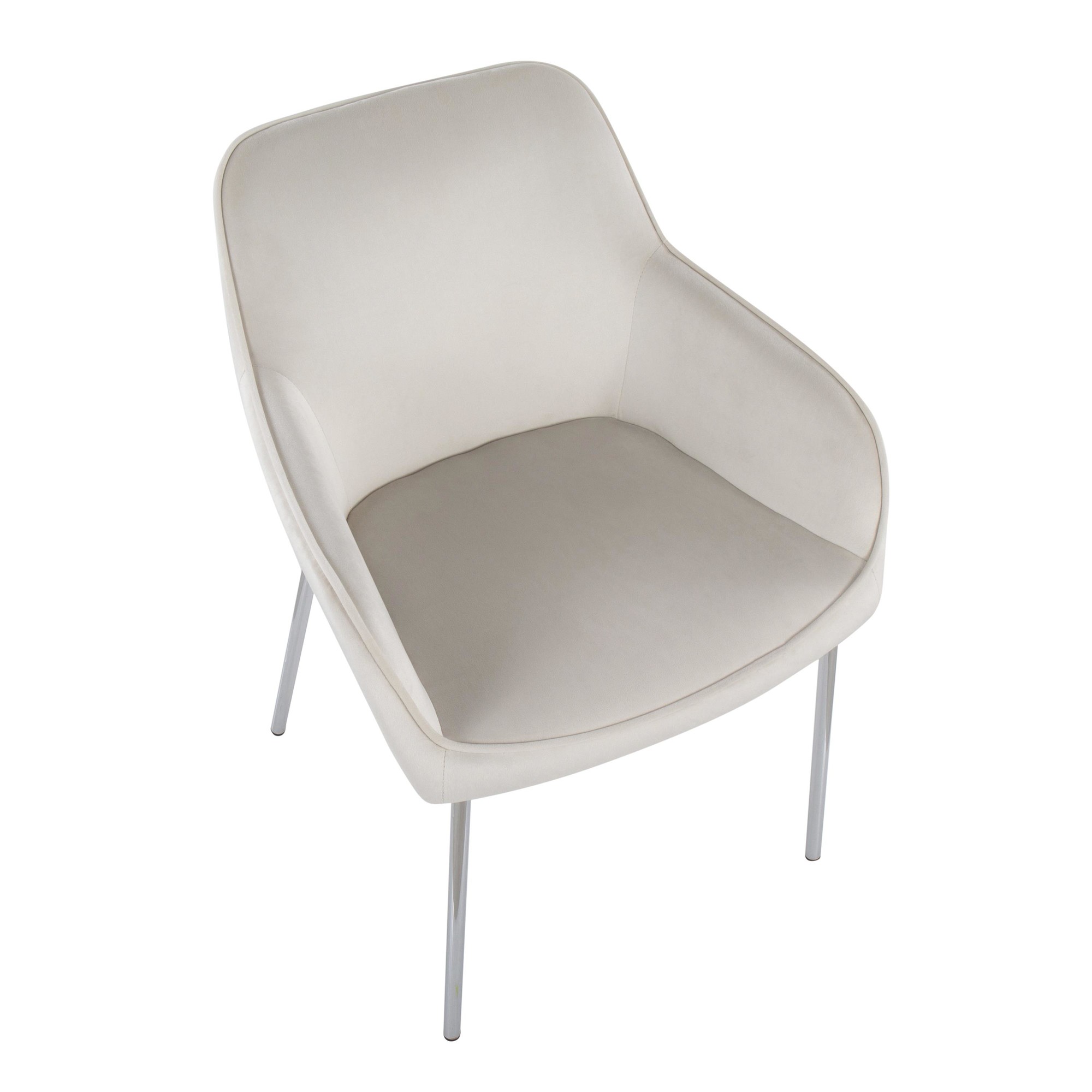 Daniella Cream Velvet Chrome Contemporary Dining Chairs (Set of 2) 8 Daniella Cream Velvet Chrome Contemporary Dining Chairs (Set of 2) - Image 8