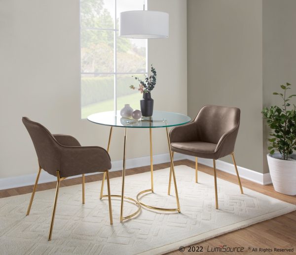 Daniella Gold Espresso Contemporary Dining Chairs Set of 2