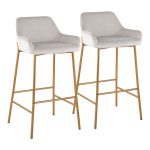 Daniella Gold Metal White Velvet Contemporary Bar Stools (Set of 2) 11 Daniella Gold Metal White Velvet Contemporary Bar Stools (Set of 2)