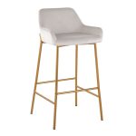 Daniella Gold Metal White Velvet Contemporary Bar Stools (Set of 2) 12 Daniella Gold Metal White Velvet Contemporary Bar Stools (Set of 2)