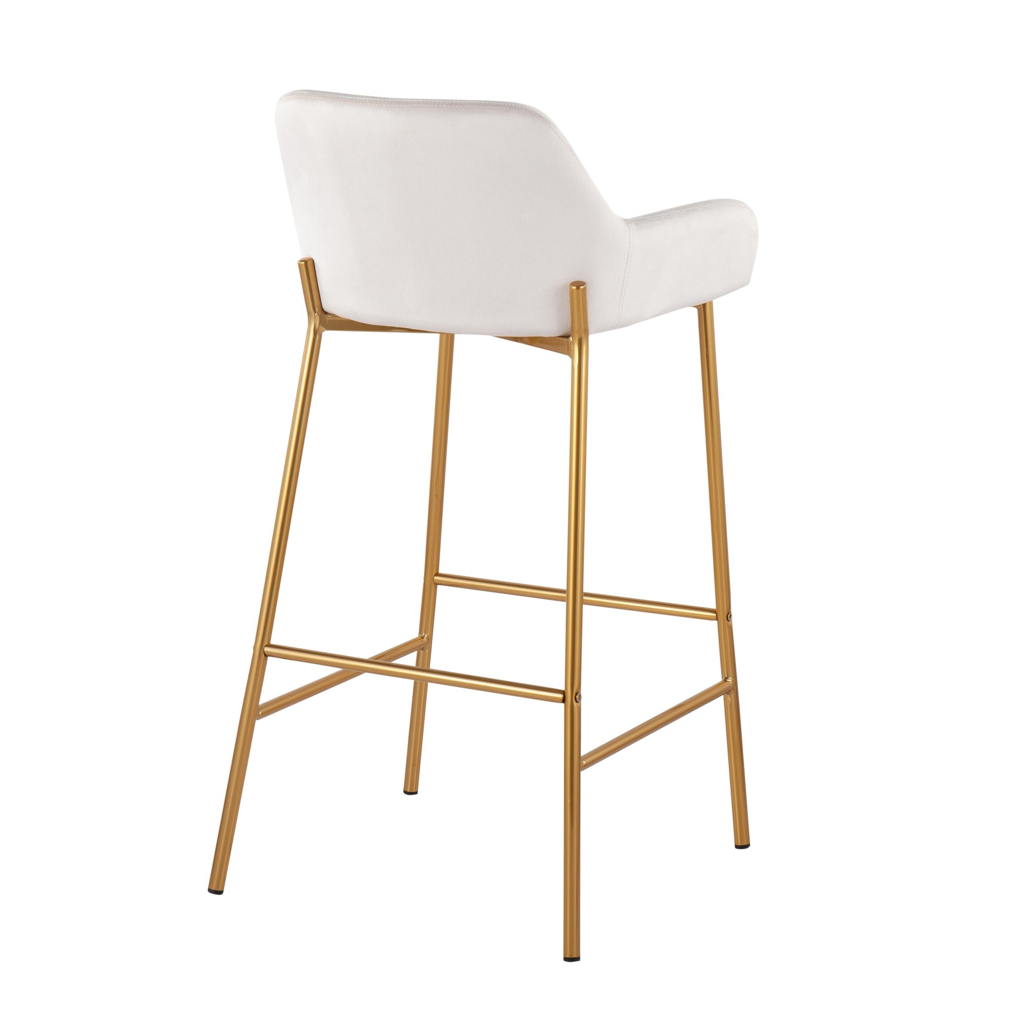 Daniella Gold Metal White Velvet Contemporary Bar Stools (Set of 2) 5 Daniella Gold Metal White Velvet Contemporary Bar Stools (Set of 2) - Image 5