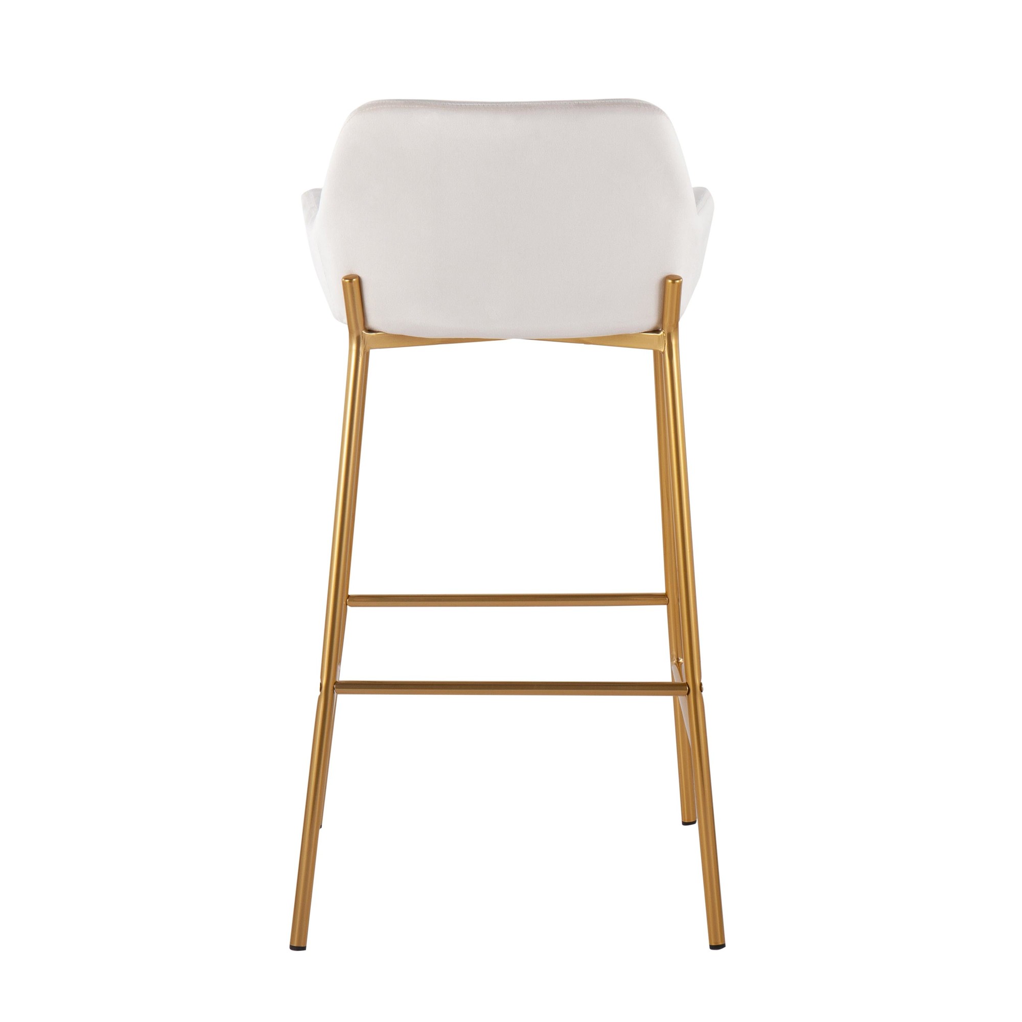 Daniella Gold Metal White Velvet Contemporary Bar Stools (Set of 2) 6 Daniella Gold Metal White Velvet Contemporary Bar Stools (Set of 2) - Image 6