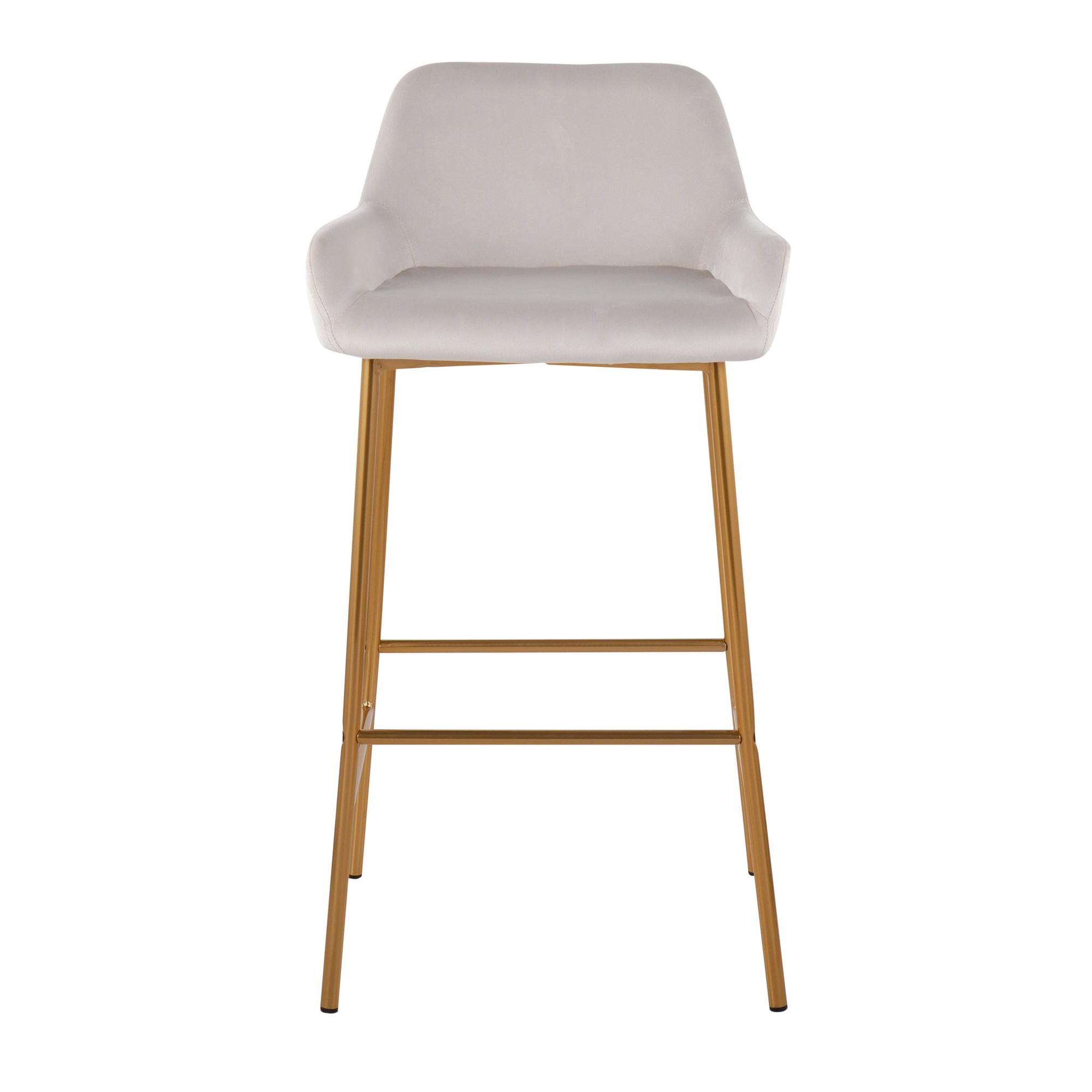 Daniella Gold Metal White Velvet Contemporary Bar Stools (Set of 2) 7 Daniella Gold Metal White Velvet Contemporary Bar Stools (Set of 2) - Image 7