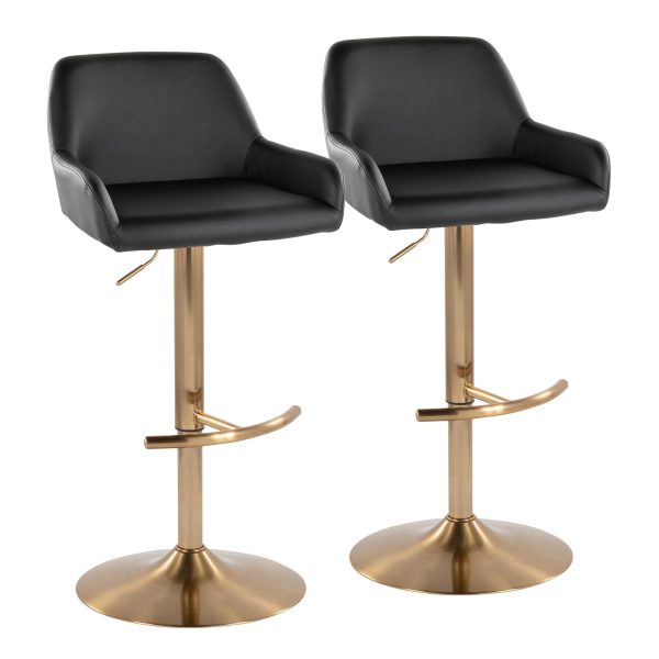 Daniella Gold and Black Contemporary Adjustable Barstool Set of 2 2