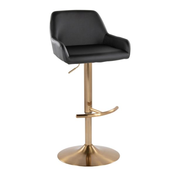 Daniella Gold and Black Contemporary Adjustable Barstool Set of 2 3