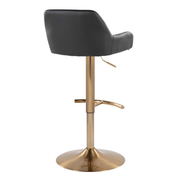 Daniella Gold and Black Contemporary Adjustable Barstool Set of 2 5