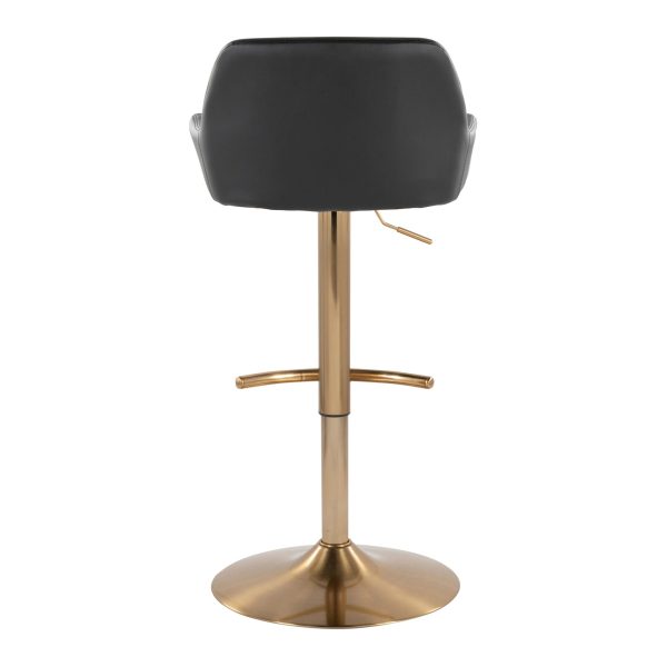 Daniella Gold and Black Contemporary Adjustable Barstool Set of 2 6