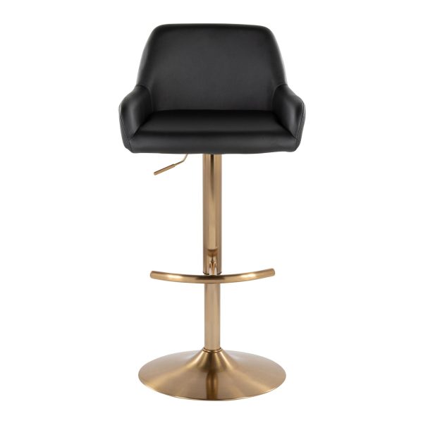 Daniella Gold and Black Contemporary Adjustable Barstool Set of 2 7