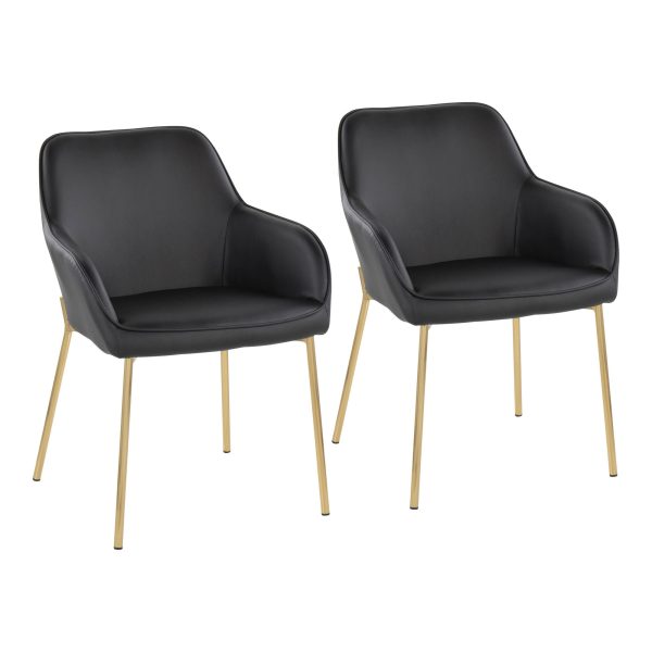 Daniella Gold and Black Contemporary Dining Chairs Set of 2 1