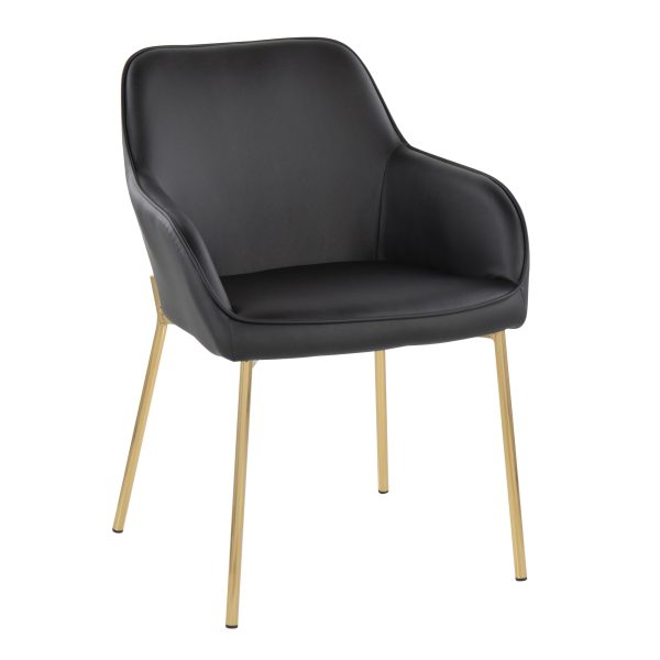 Daniella Gold and Black Contemporary Dining Chairs Set of 2 2