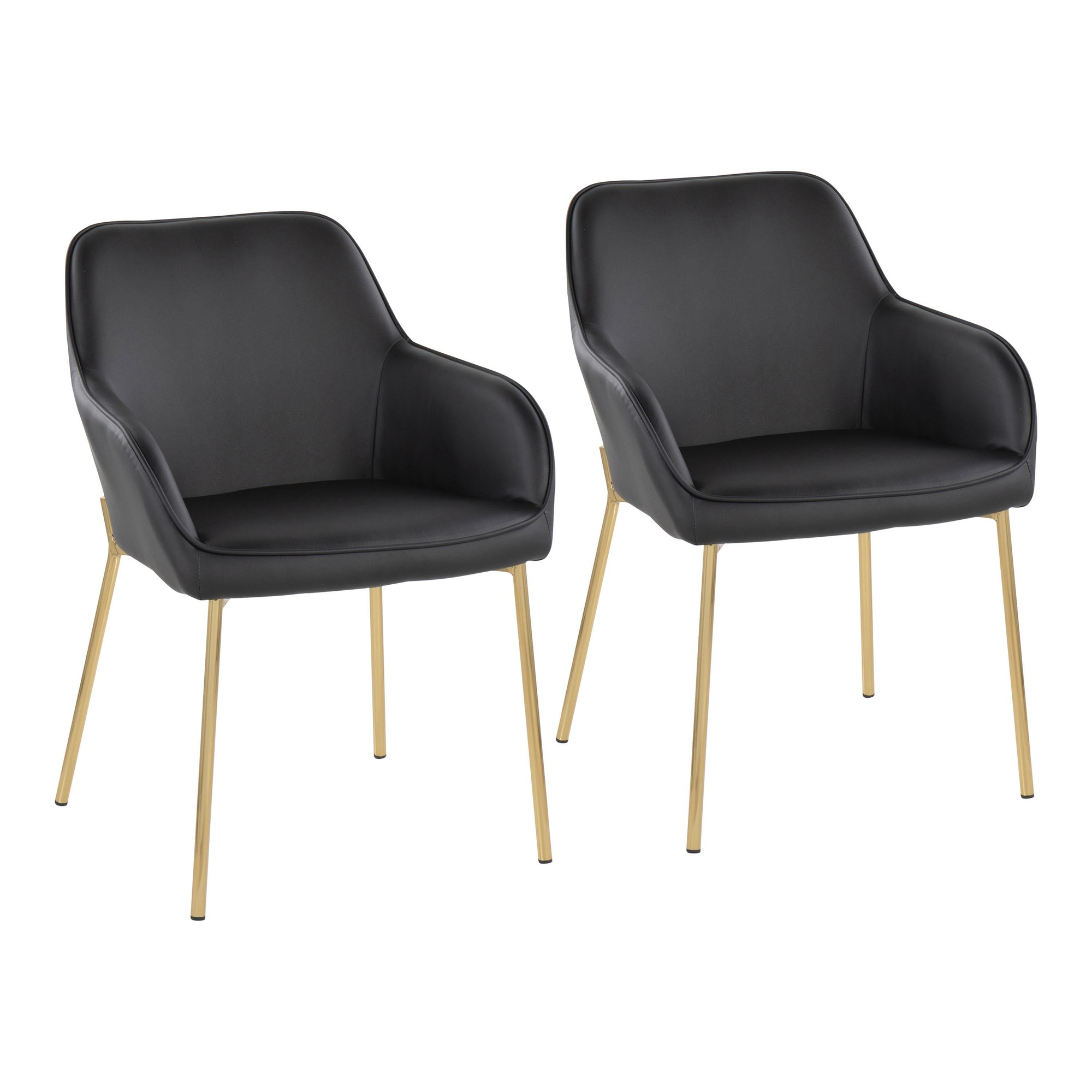 Daniella Gold and Black Faux Leather Contemporary Dining Chairs (Set of 2) 2 Daniella Gold and Black Faux Leather Contemporary Dining Chairs (Set of 2) - Image 2