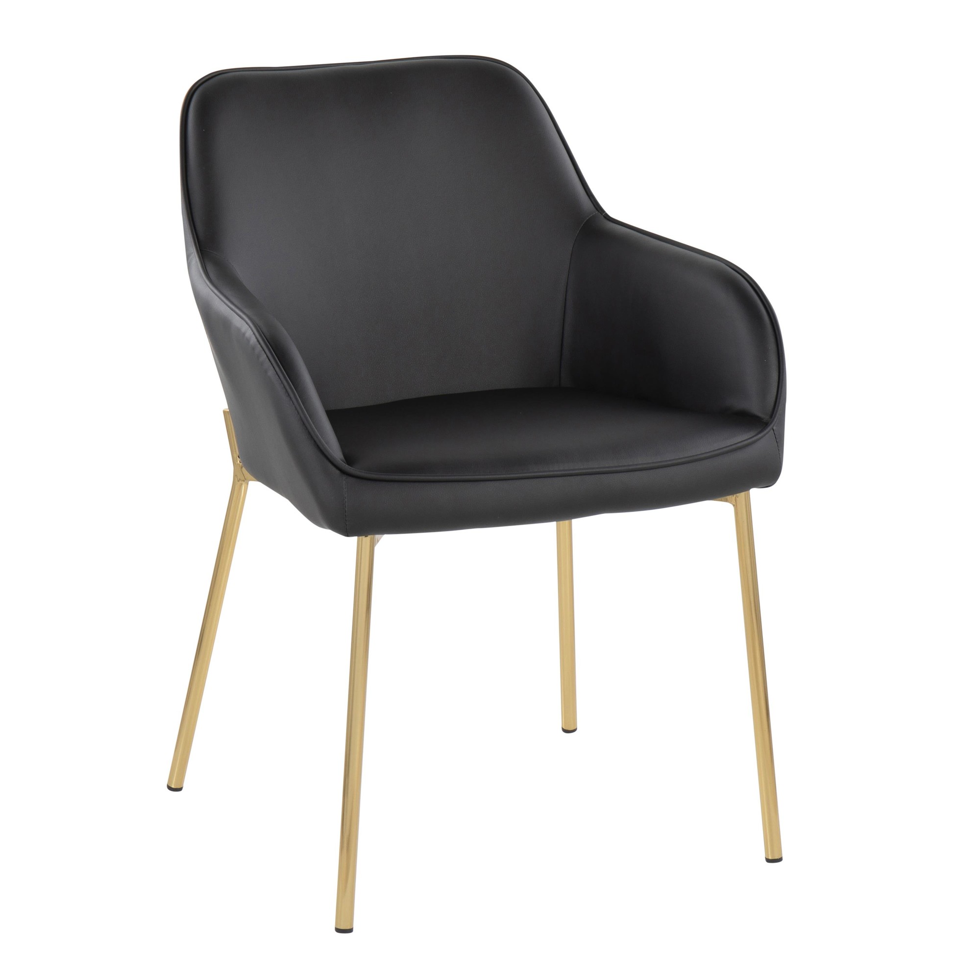 Daniella Gold and Black Faux Leather Contemporary Dining Chairs (Set of 2) 3 Daniella Gold and Black Faux Leather Contemporary Dining Chairs (Set of 2) - Image 3