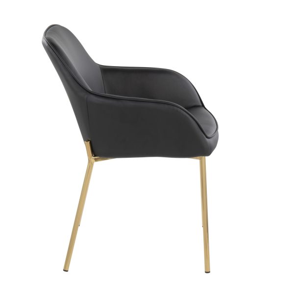 Daniella Gold and Black Faux Leather Contemporary Dining Chairs Set of 2 3