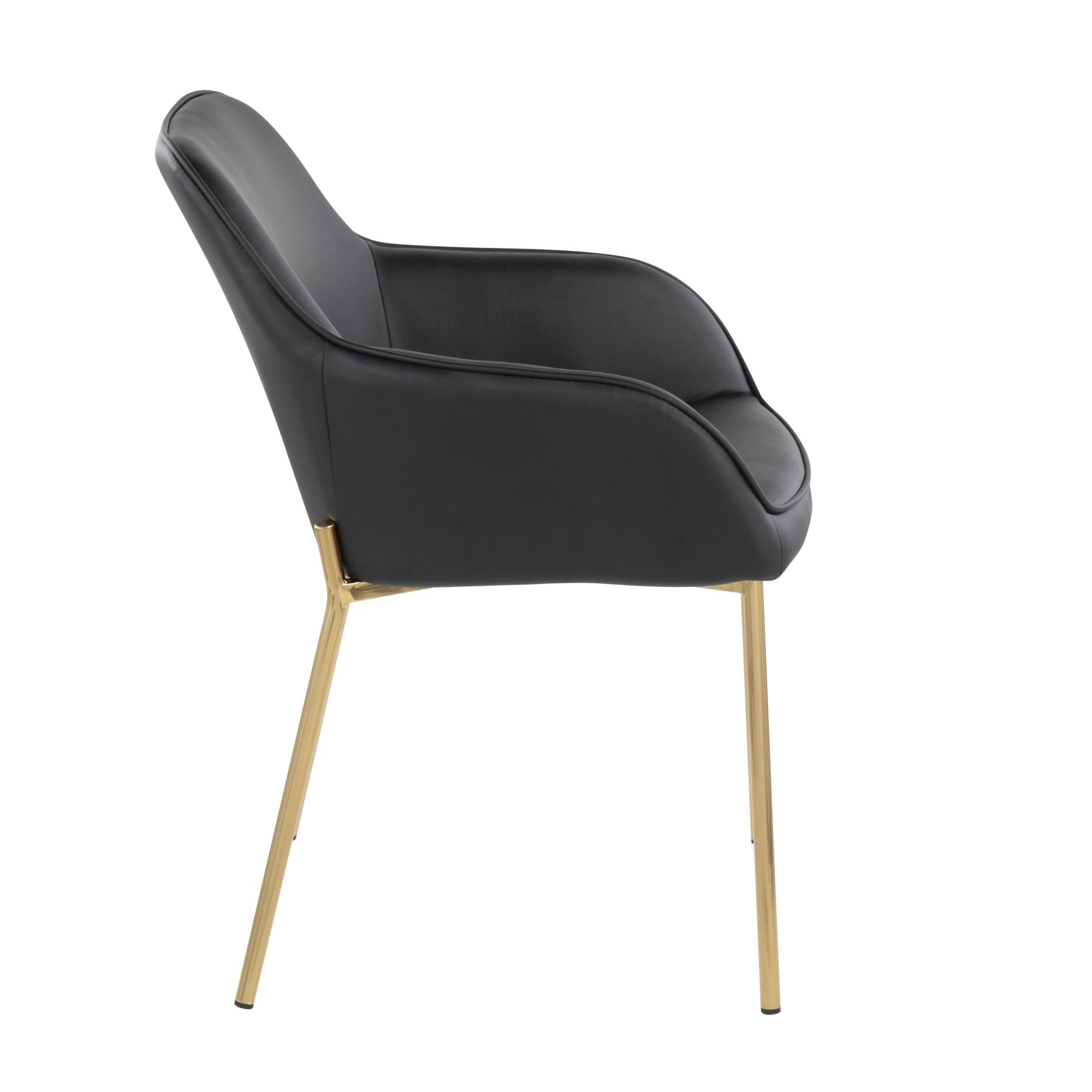 Daniella Gold and Black Faux Leather Contemporary Dining Chairs (Set of 2) 4 Daniella Gold and Black Faux Leather Contemporary Dining Chairs (Set of 2) - Image 4