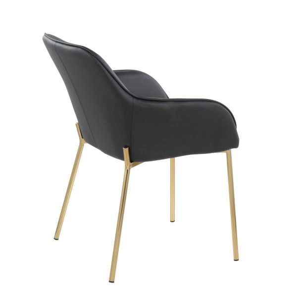 Daniella Gold and Black Faux Leather Contemporary Dining Chairs Set of 2 4