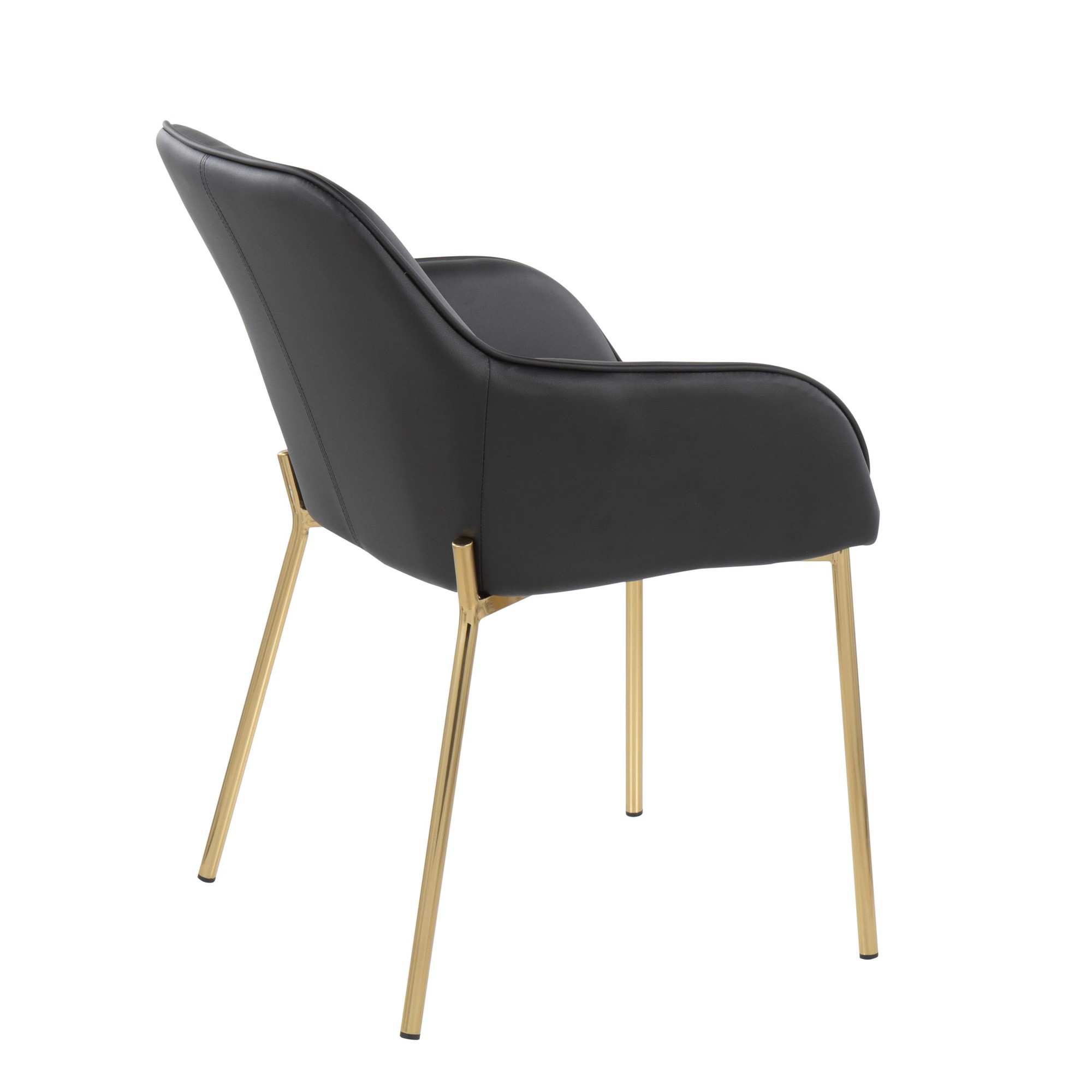 Daniella Gold and Black Faux Leather Contemporary Dining Chairs (Set of 2) 5 Daniella Gold and Black Faux Leather Contemporary Dining Chairs (Set of 2) - Image 5
