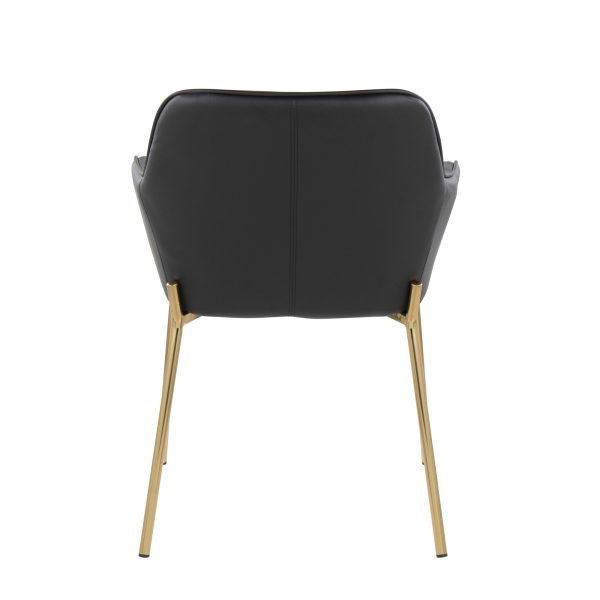 Daniella Gold and Black Faux Leather Contemporary Dining Chairs Set of 2 5