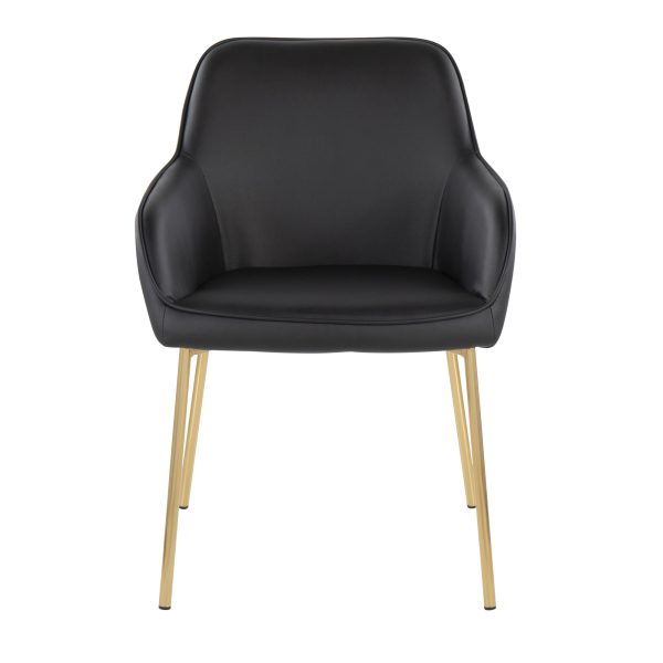Daniella Gold and Black Faux Leather Contemporary Dining Chairs Set of 2 6