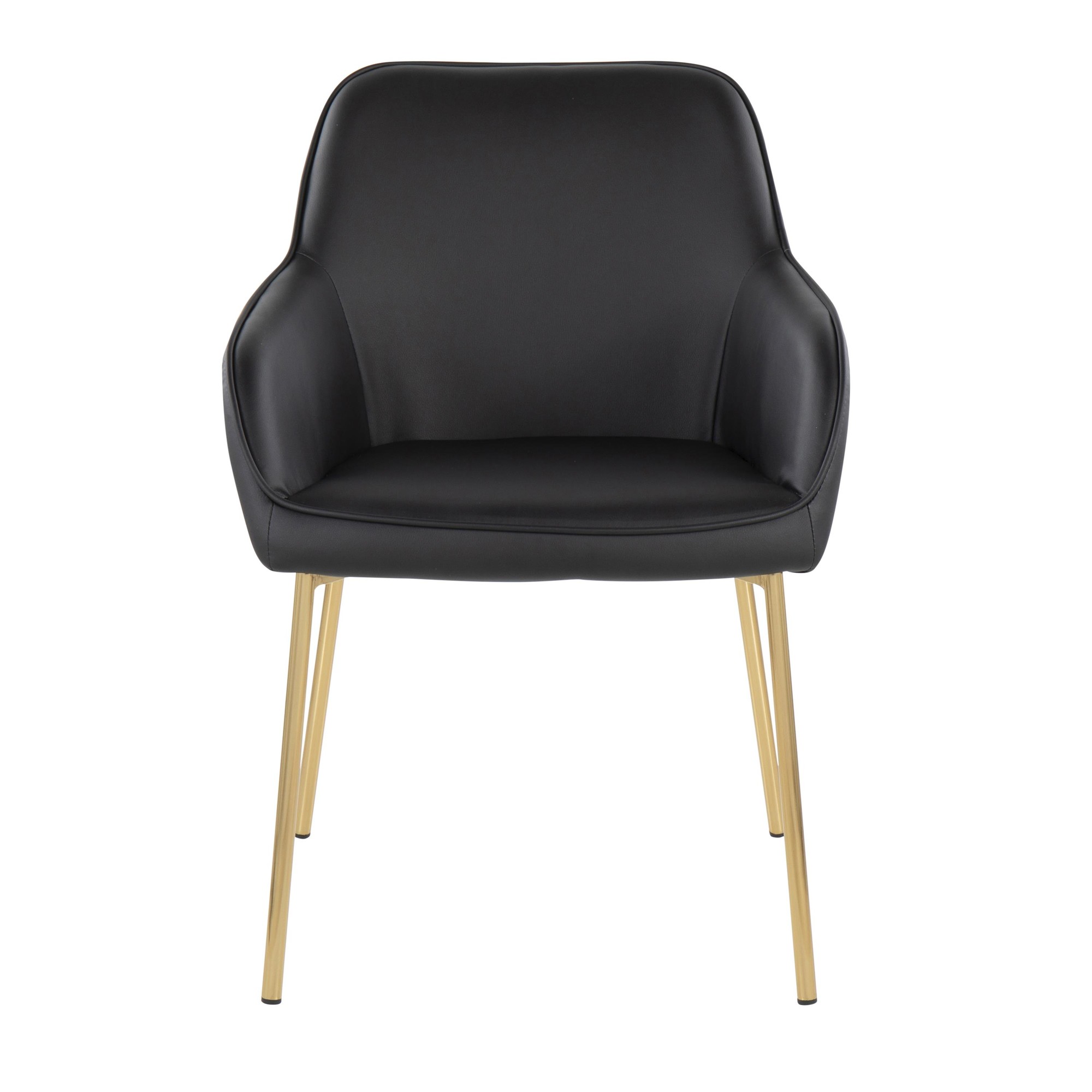 Daniella Gold and Black Faux Leather Contemporary Dining Chairs (Set of 2) 7 Daniella Gold and Black Faux Leather Contemporary Dining Chairs (Set of 2) - Image 7