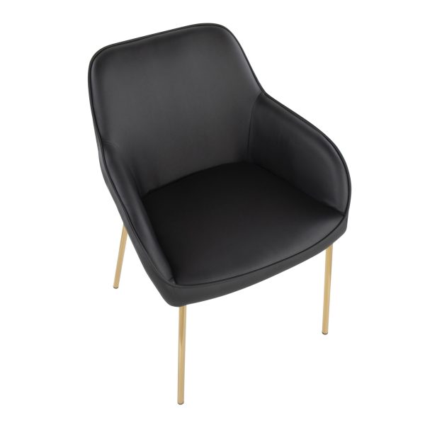 Daniella Gold and Black Faux Leather Contemporary Dining Chairs Set of 2 7