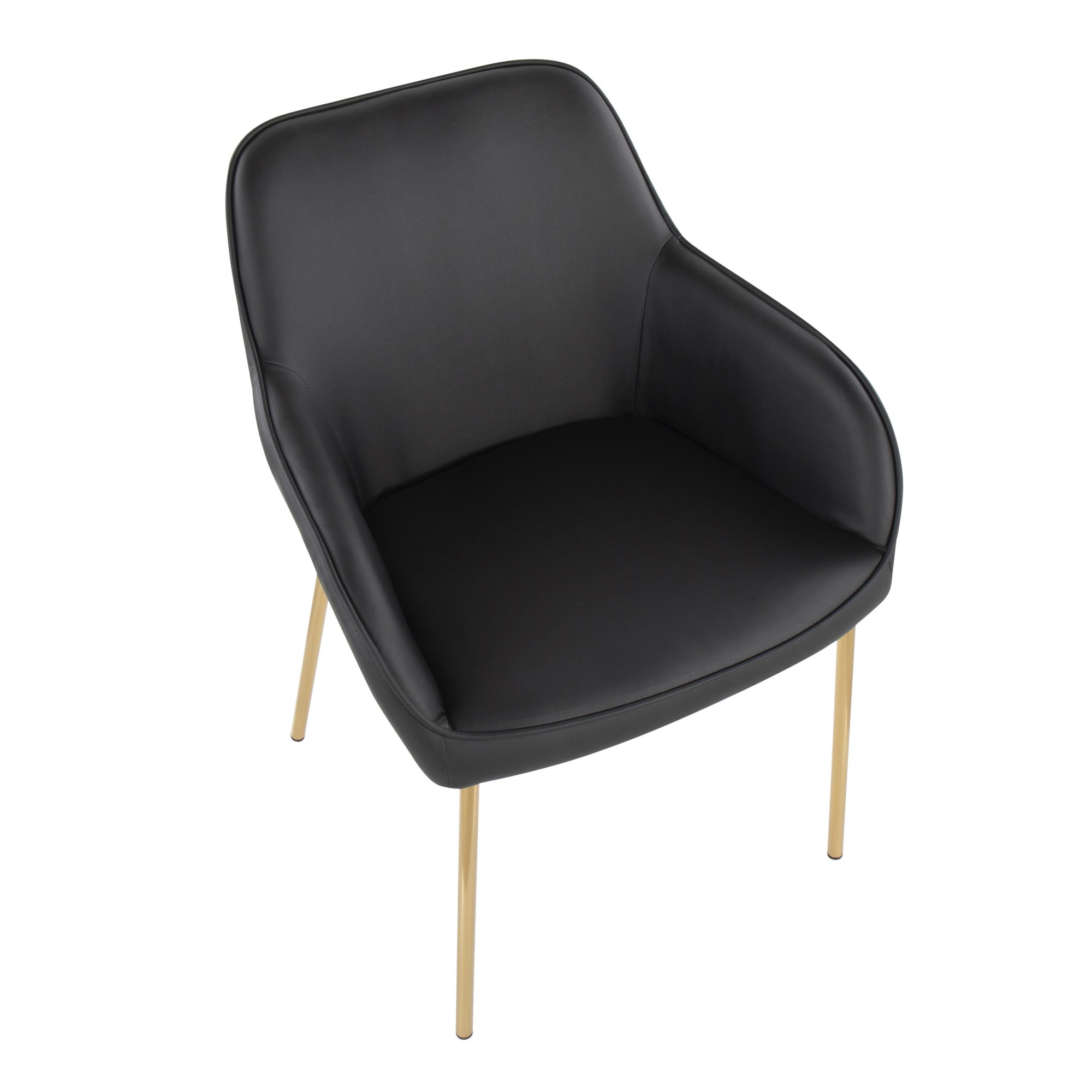 Daniella Gold and Black Faux Leather Contemporary Dining Chairs (Set of 2) 8 Daniella Gold and Black Faux Leather Contemporary Dining Chairs (Set of 2) - Image 8
