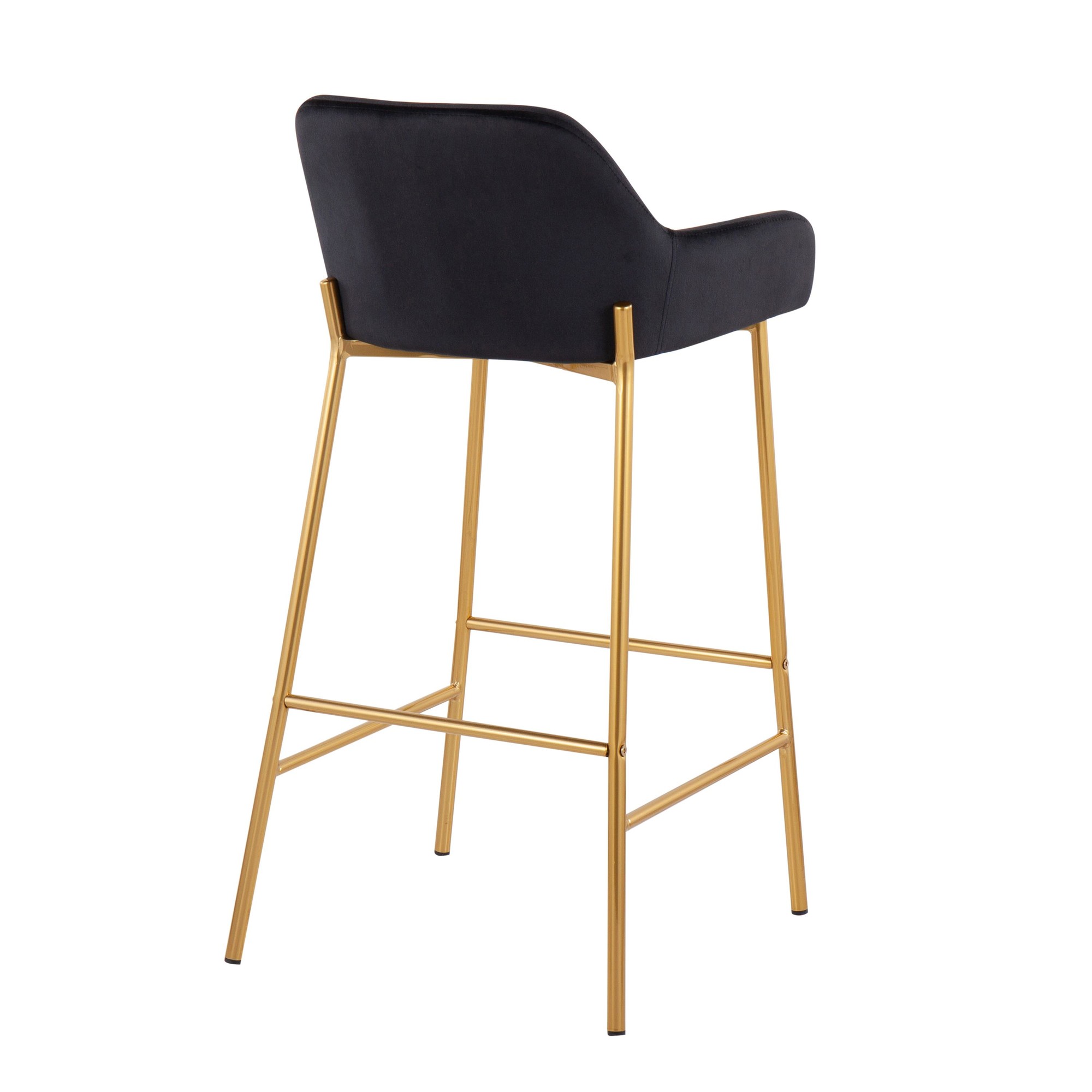 Daniella Gold and Black Velvet Contemporary Bar Stools (Set of 2) 5 Daniella Gold and Black Velvet Contemporary Bar Stools (Set of 2) - Image 5