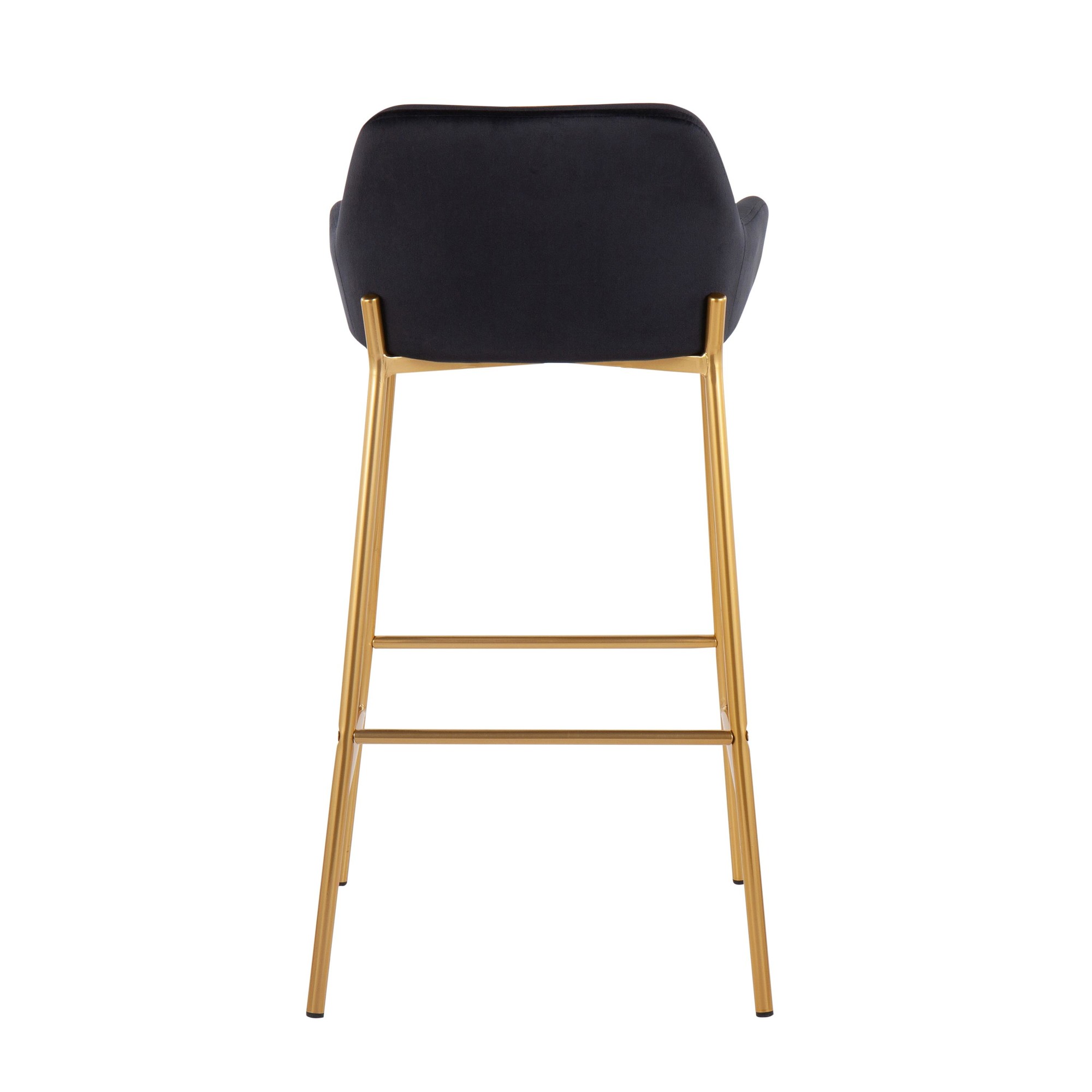 Daniella Gold and Black Velvet Contemporary Bar Stools (Set of 2) 6 Daniella Gold and Black Velvet Contemporary Bar Stools (Set of 2) - Image 6