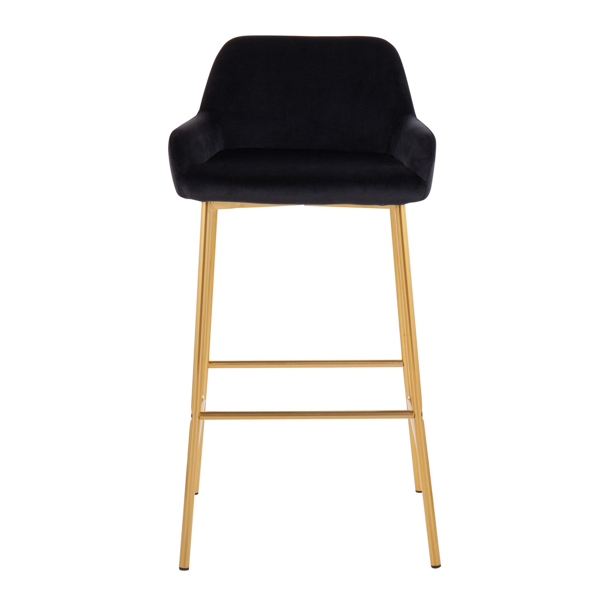 Daniella Gold and Black Velvet Contemporary Bar Stools (Set of 2) 7 Daniella Gold and Black Velvet Contemporary Bar Stools (Set of 2) - Image 7