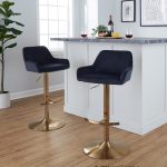 Daniella Gold and Black Velvet Contemporary Barstools (Set of 2) 12 Daniella Gold and Black Velvet Contemporary Barstools (Set of 2)
