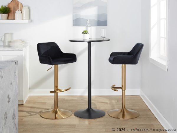 Daniella Gold and Black Velvet Contemporary Barstools Set of 2 2
