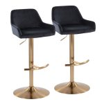 Daniella Gold and Black Velvet Contemporary Barstools (Set of 2) 16 Daniella Gold and Black Velvet Contemporary Barstools (Set of 2)