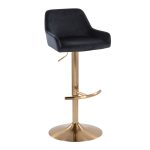 Daniella Gold and Black Velvet Contemporary Barstools (Set of 2) 17 Daniella Gold and Black Velvet Contemporary Barstools (Set of 2)