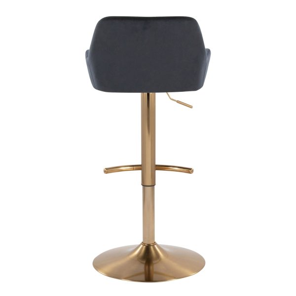 Daniella Gold and Black Velvet Contemporary Barstools Set of 2 8