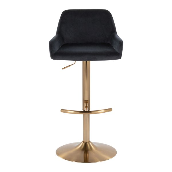 Daniella Gold and Black Velvet Contemporary Barstools Set of 2 9